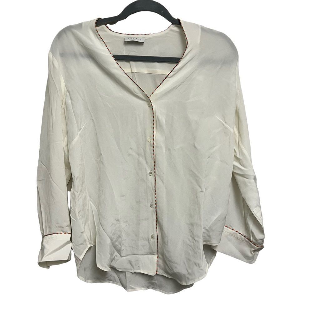 Sandro Paris Silk Ivory Button Down Size 1